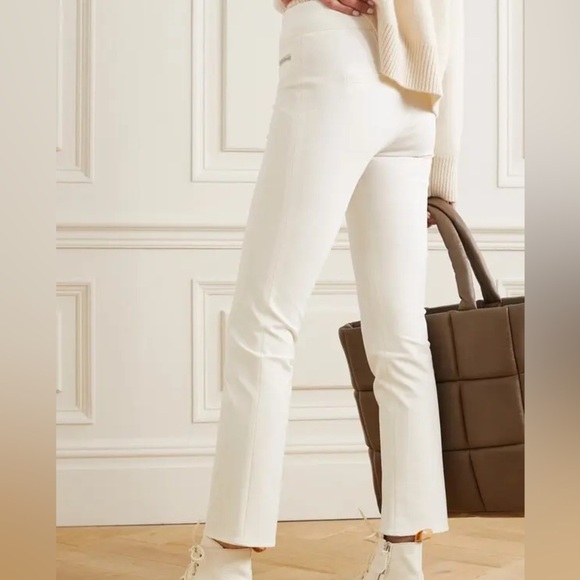 VERONICA BEARD Metro cropped stretch twill flared pants white size 6 trouser - Picture 5 of 7